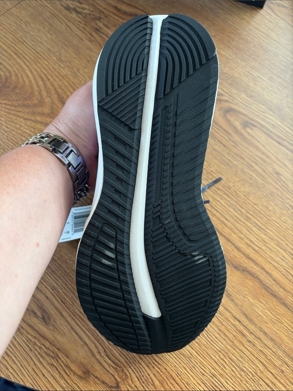 adidas Women’s Sneakers in Dark Gray with Lavender Stripes - Picture 3 of 4